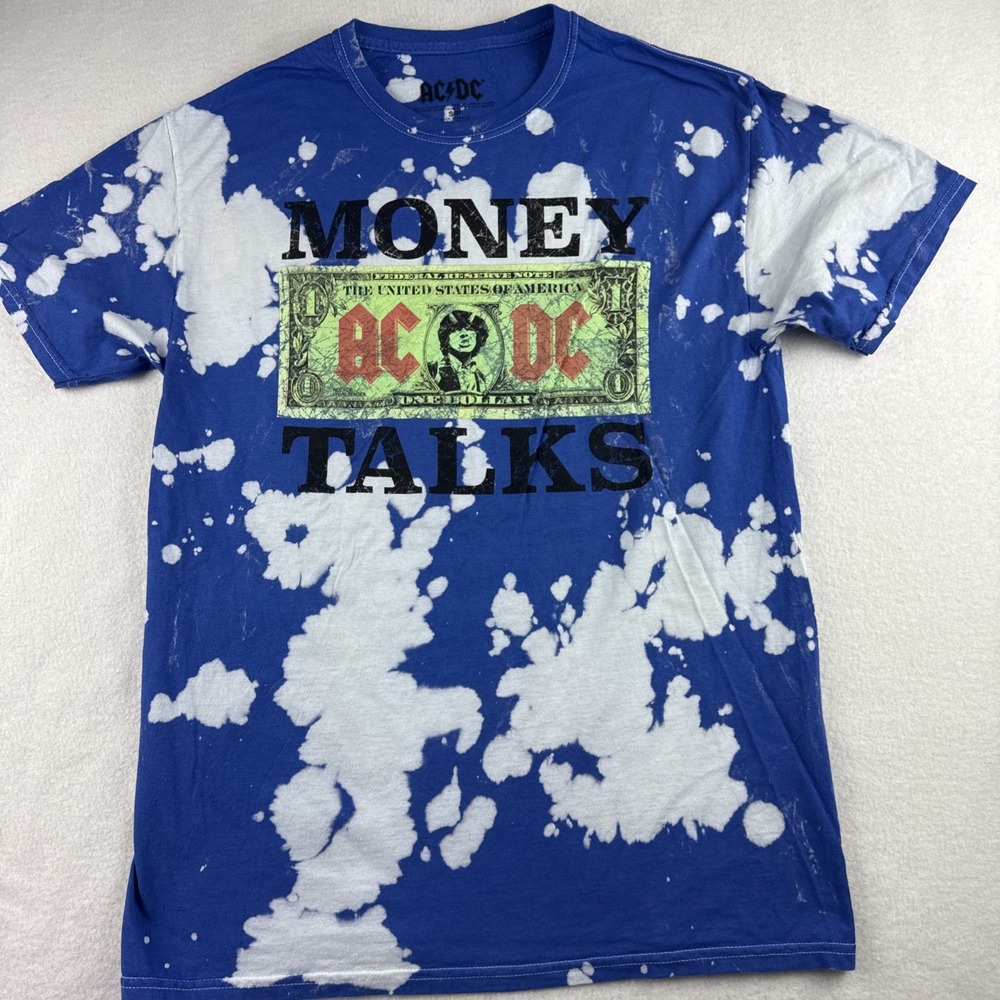 ACDC Money Talks Blue Tye Dye Short Sleeve Tee Shirt Adult Small